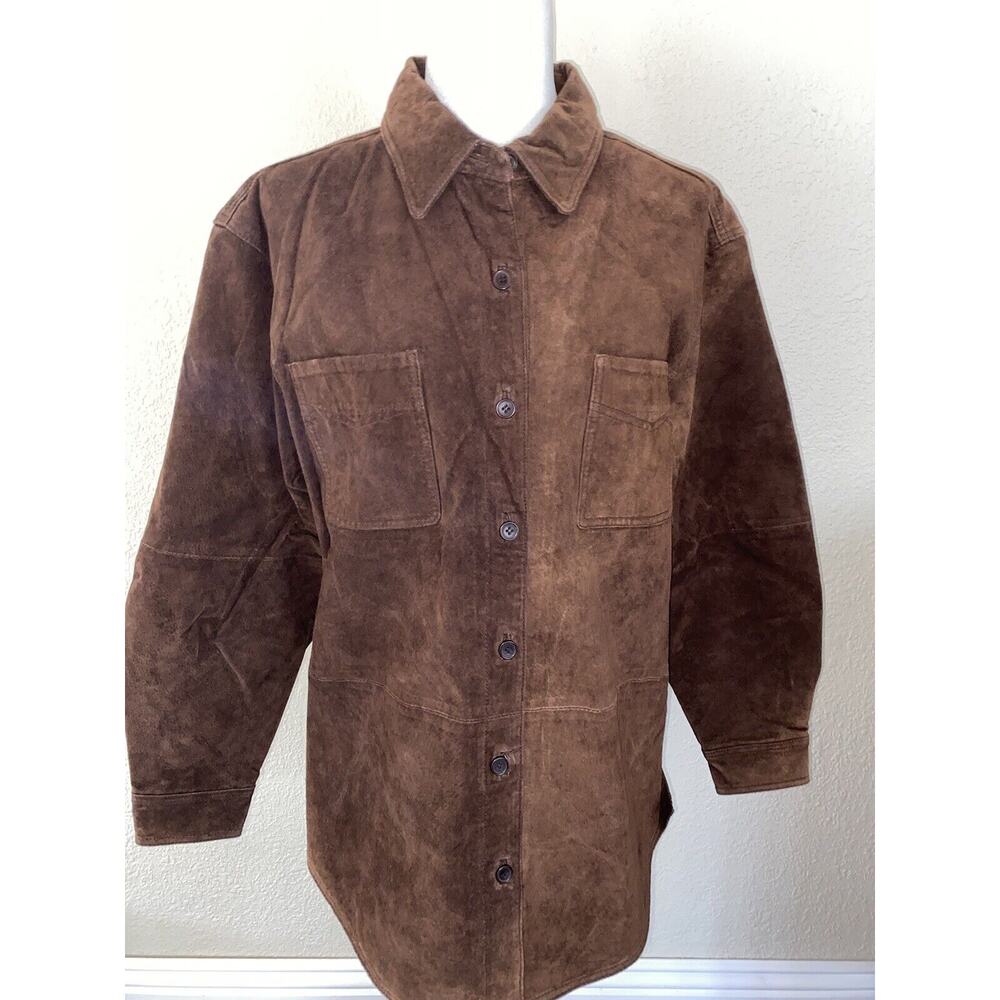 Denim and Company Shocker Shirt Jacket S Brown Suede New